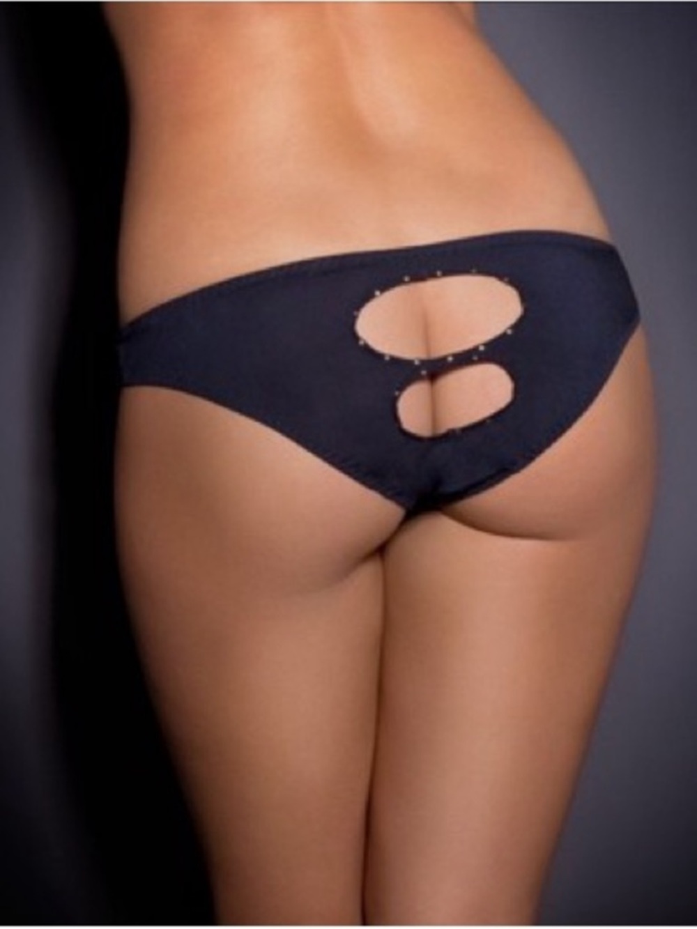 Agent Provocateur NEW Black Cutout Bikini Panty Stud Accents Liza small 2